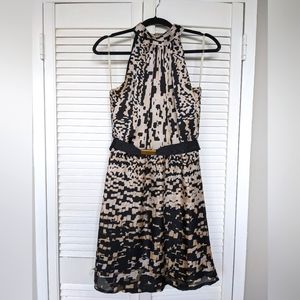Le Chateau High Neck Pattern Cocktail Dress